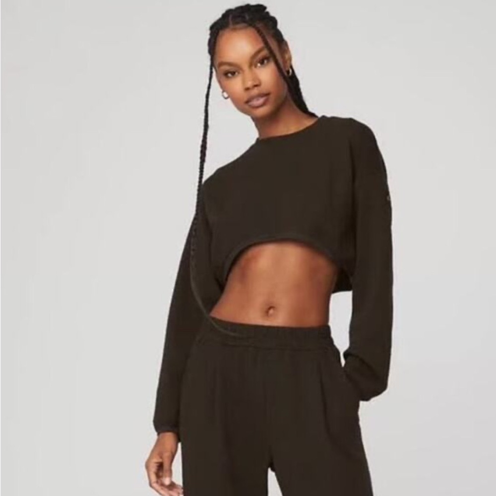 Alo Cropped Brown Long Sleeve Top